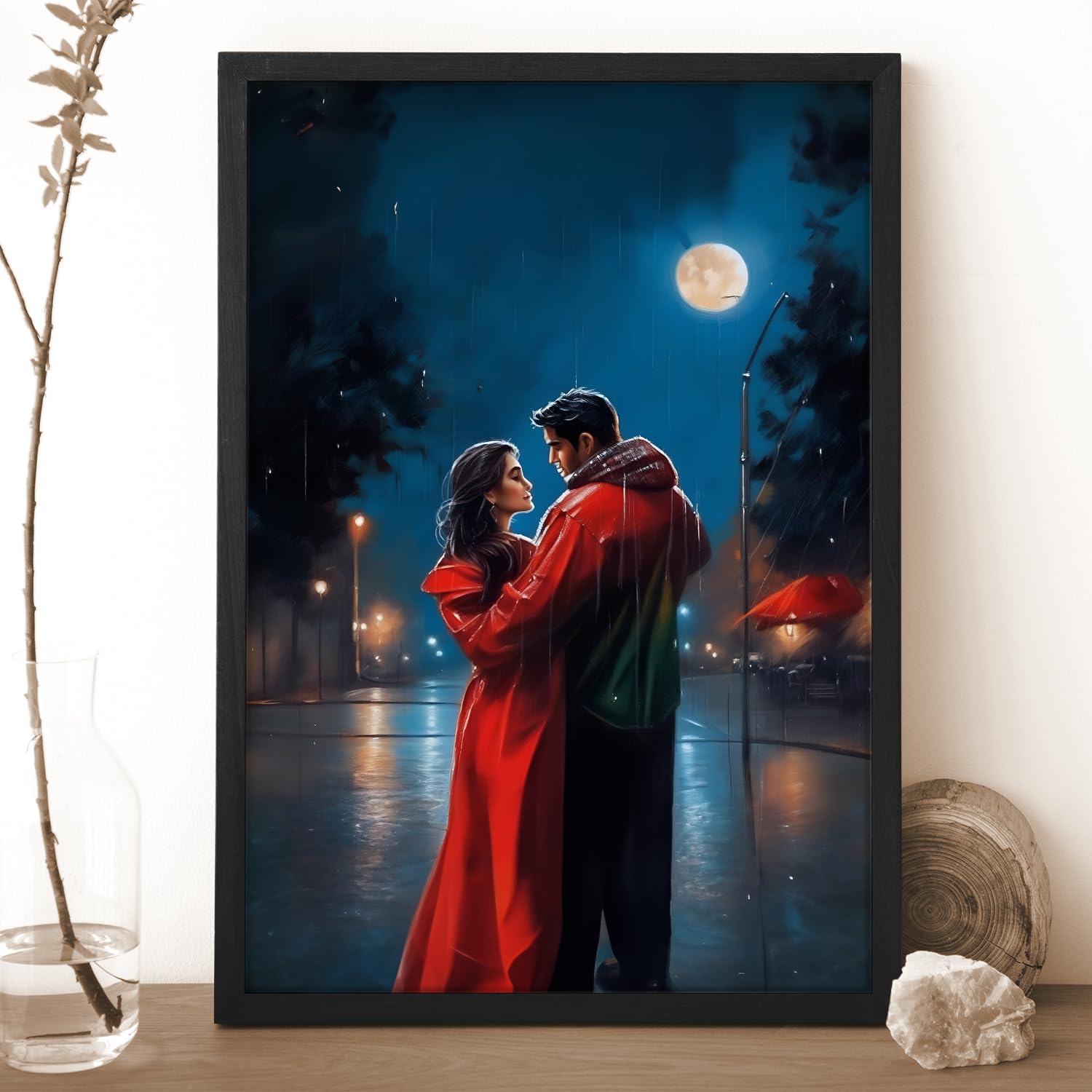 Ritwika's Abstract Wall Art Night View Romantic Couple Love Modern