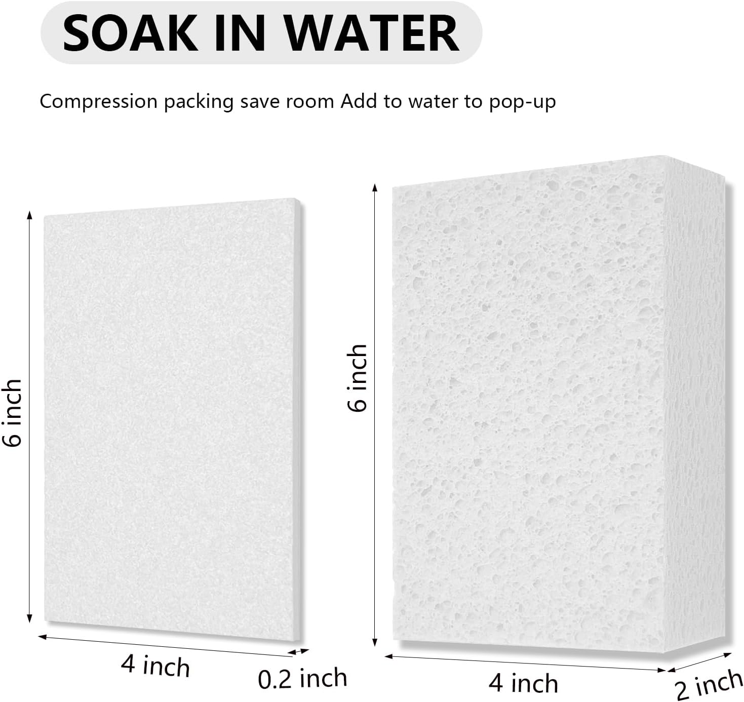 Cleaning and Washing Sponge, 3 Pack Large Extra Thick Heavy Duty Sponge Multi-Purpose for Kitchen Bathroom Bike Boat Car, Natural Cellulose Sponges 4" X 6" X 2" (White) image 2