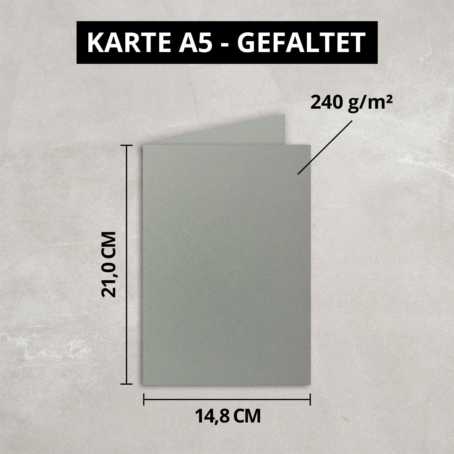 Kartki składane DIN A5 - grafitowo-szaro-ciemnoszare - 200 sztuk - karty zaproszeniowe - karty menu - zeszyt kościelny - pusty - 14,8 x 21 cm - marka FarbenFroh® by Gustav Neuser