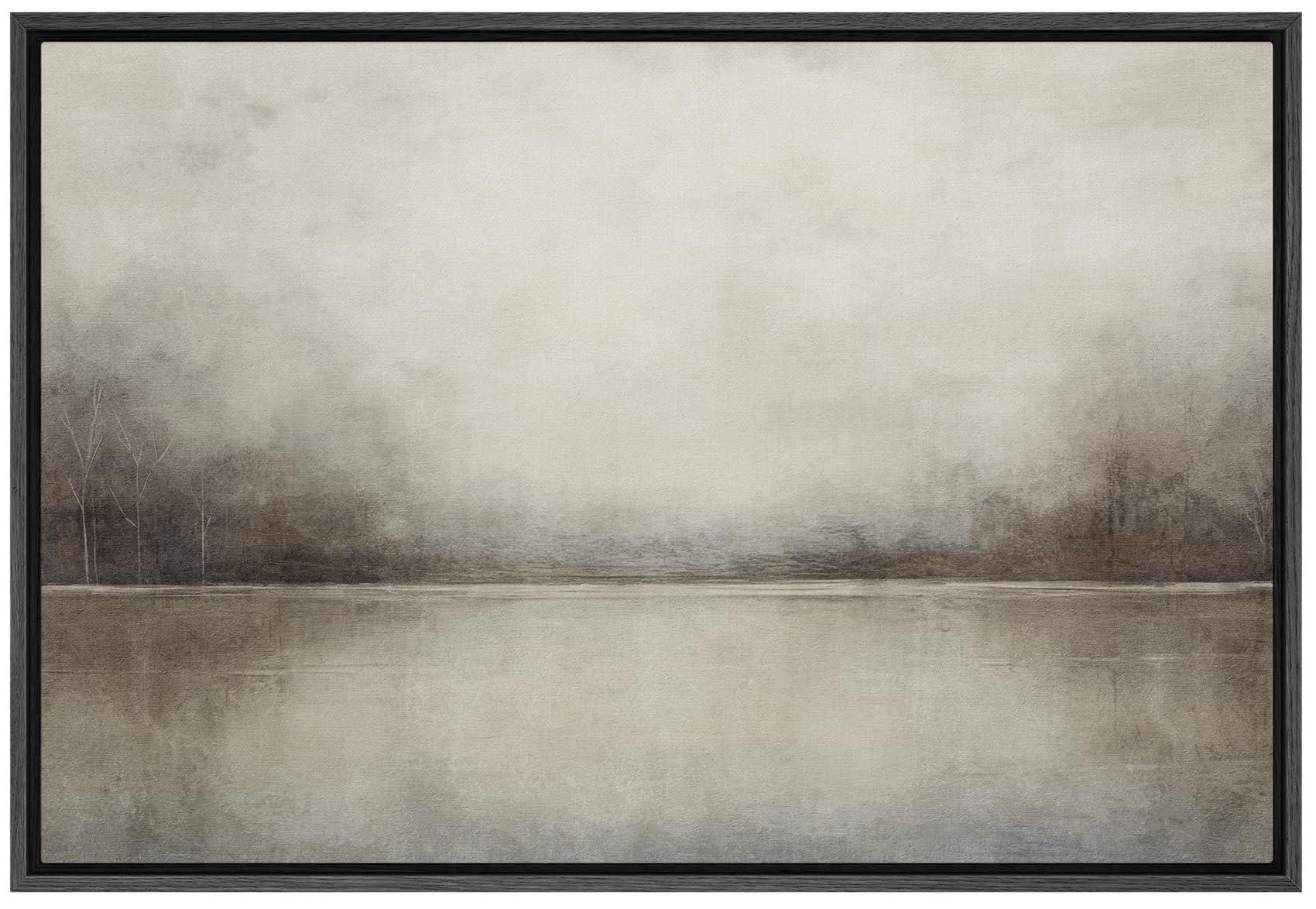 SIGNFORD Framed Canvas Print Wall Art Abstract Landscape Wilderness Impressionism Traditional Scenic for Living Room, Bedroom, Office - 24"x36" Black