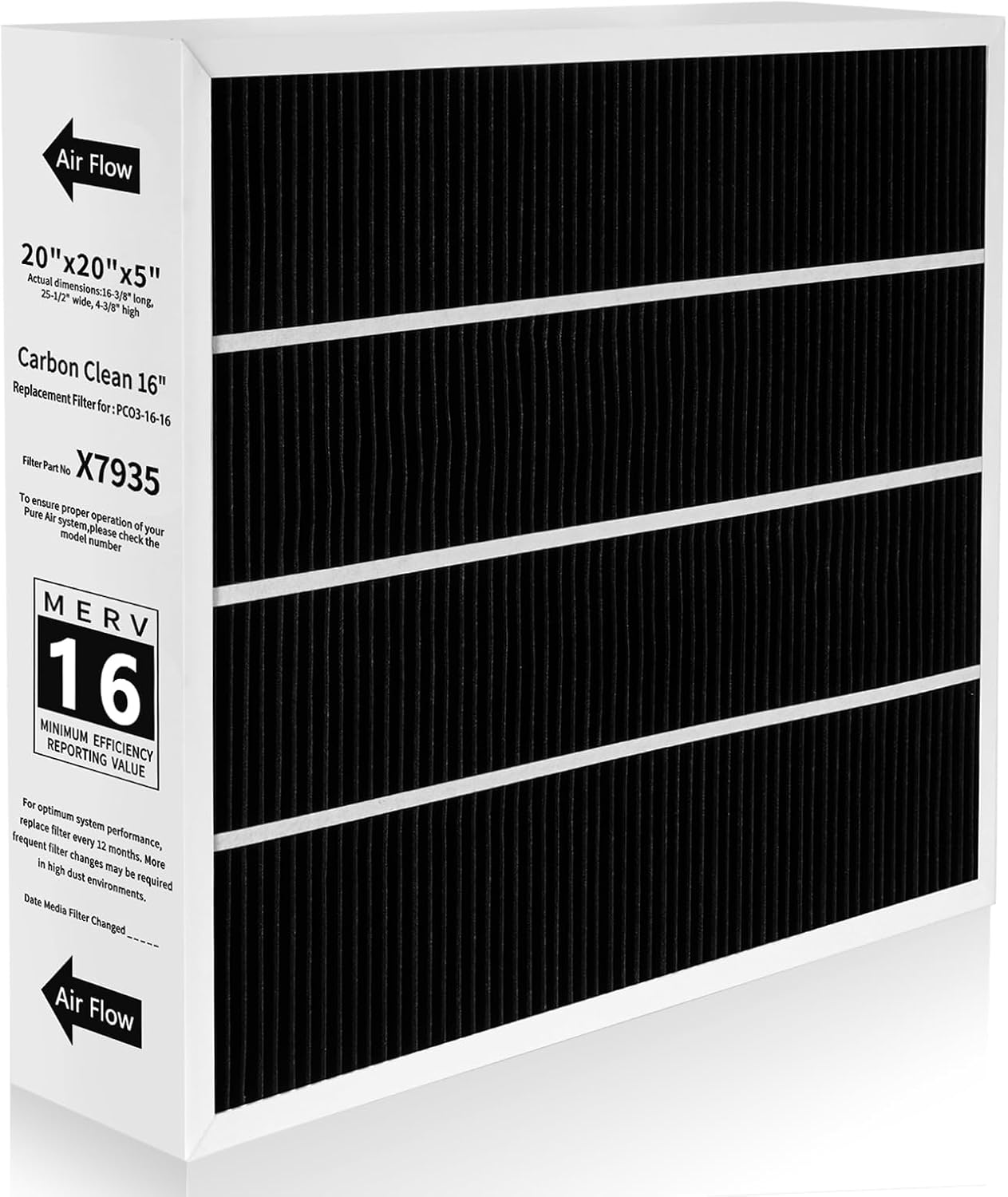 2 Pack X7935 20x20x5 MERV 16 Air Filter，Compatible with Lennox HCC14-23 Air Cleaner, Healthy Climate Carbon Clean HVAC Furnace Replacement Filter Media for Lennox HCF14-16 and Honeywell FC100A1011