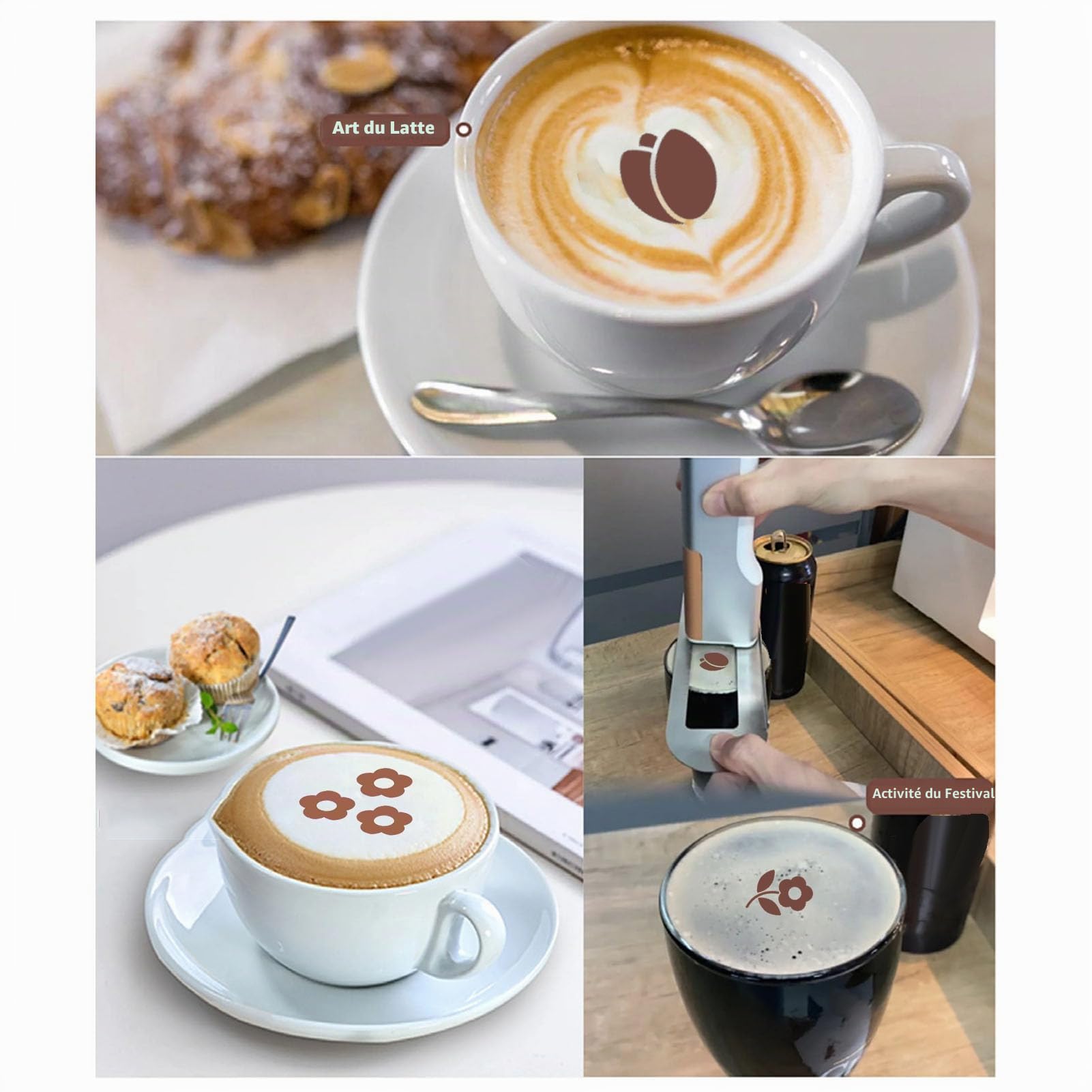 SIXRUN Imprimante Alimentaire Portable, Imprimante à Jet D'encre pour Gâteaux, Biscuits, Pâtes, Motif personnalisé, Conception de QR Code pour Boulangeries, Cafés (BLACK)