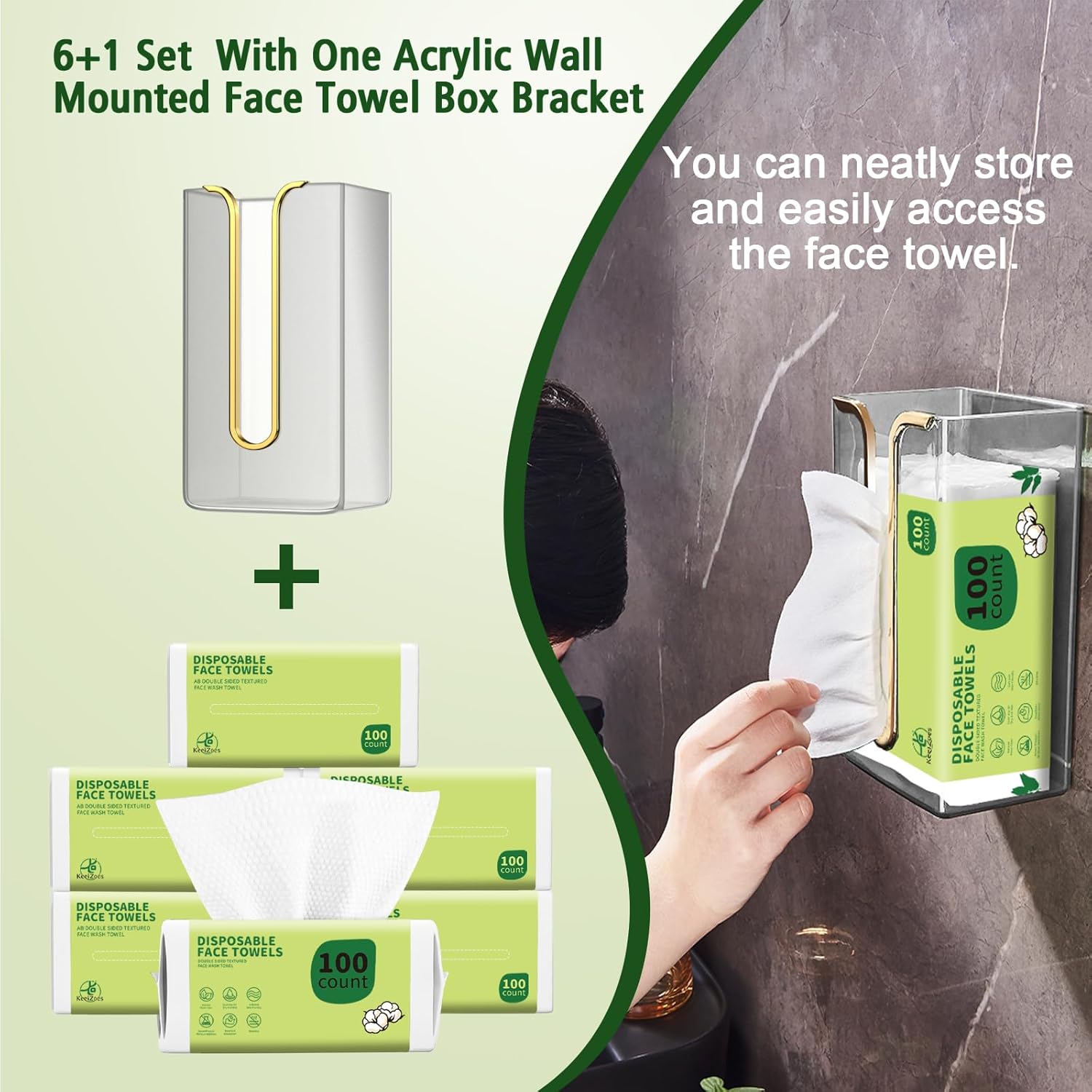 Disposable Face Towels 600 Count with Face Towel Holder, Ultra Soft & Thick Biodegradable Facial Towels for Sensitive Skin,Makeup Remover Dry Wipes Washcloths, Lint-Free Cleansing Towelettes - Image 2