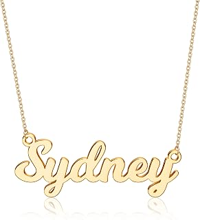 Ursteel Custom Name Necklace Personalized, 14K Gold Plated Personalized Name Necklace Dainty Name Plate Necklace Jewelry Personalized Gifts for Women