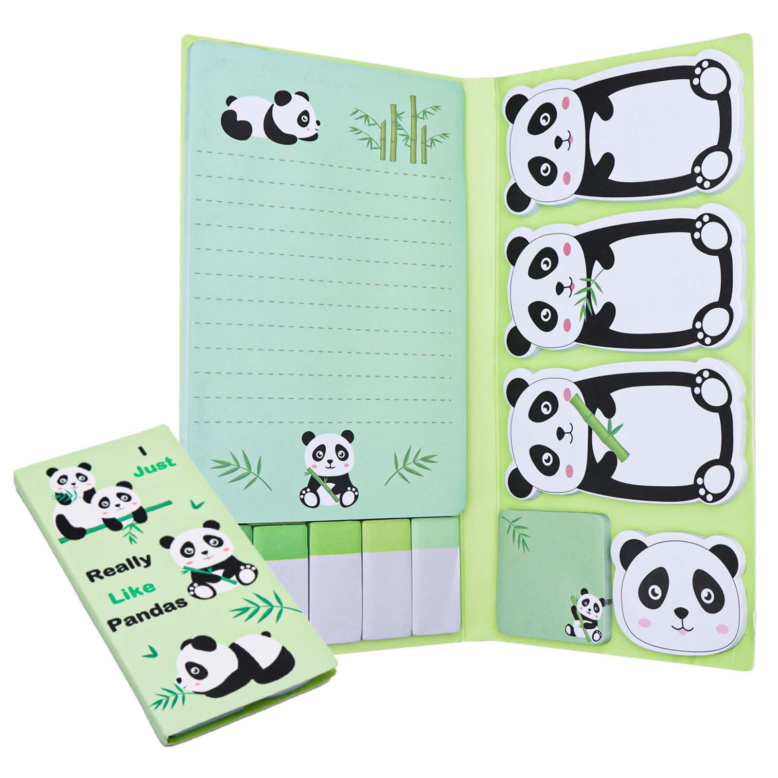 NatSumeBasics Panda Sticky Note Pads Cute Pandas Self-Stick Notes Cube Memo Pad for Daily Taking Notes Desk Accessories School Suplies (Panda)