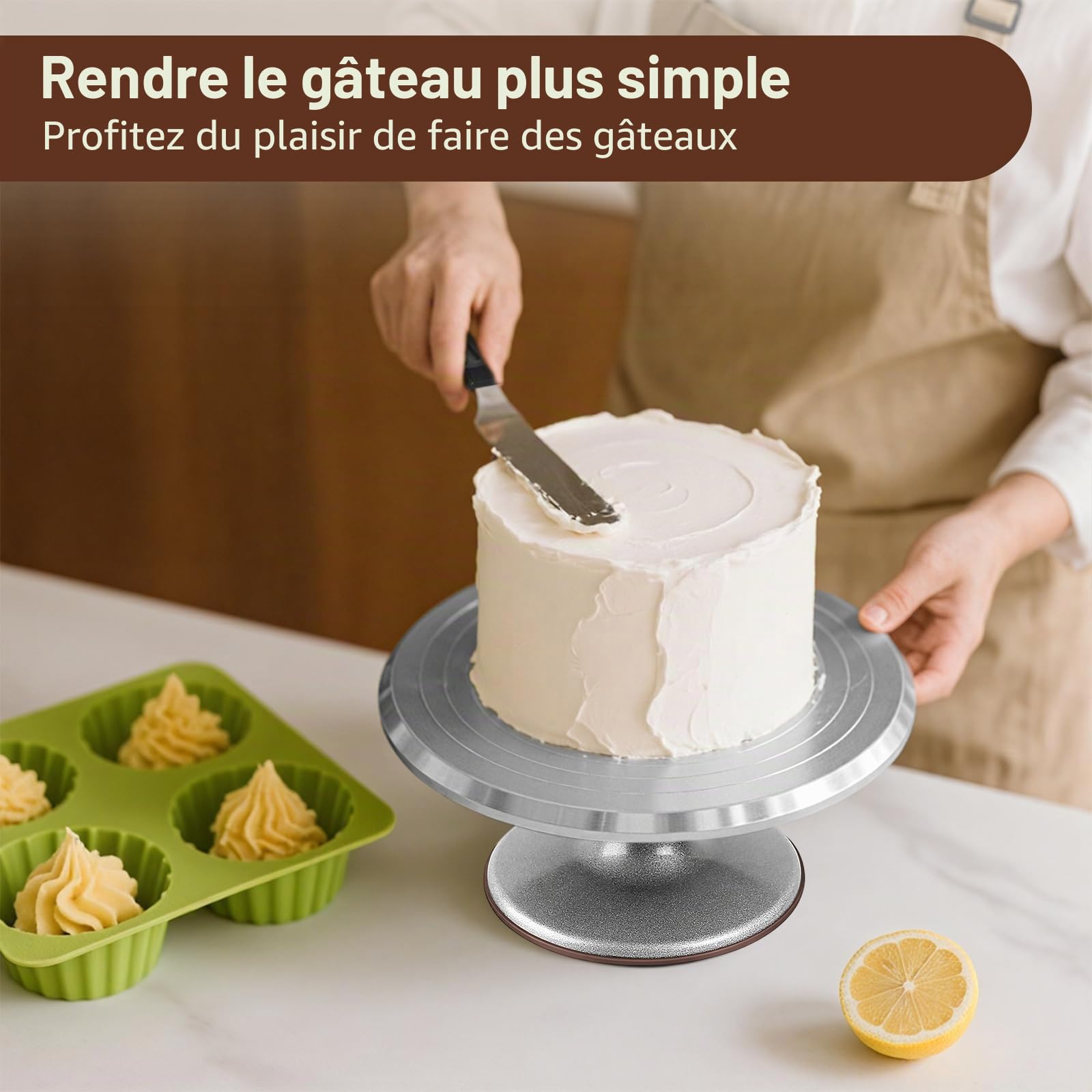Kit de décoration de gâteau professionnel avec plateau tournant en aluminium, 24 douilles et outils de glaçage, kit de pâtisserie ultime pour débutants et experts