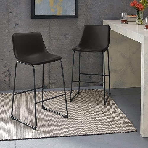 Miniatura 8 de Waleaf Juego de 2 taburetes de bar de 30 pulgadas, taburetes de bar de altura de mostrador con respaldo, taburetes modernos de piel sintética con