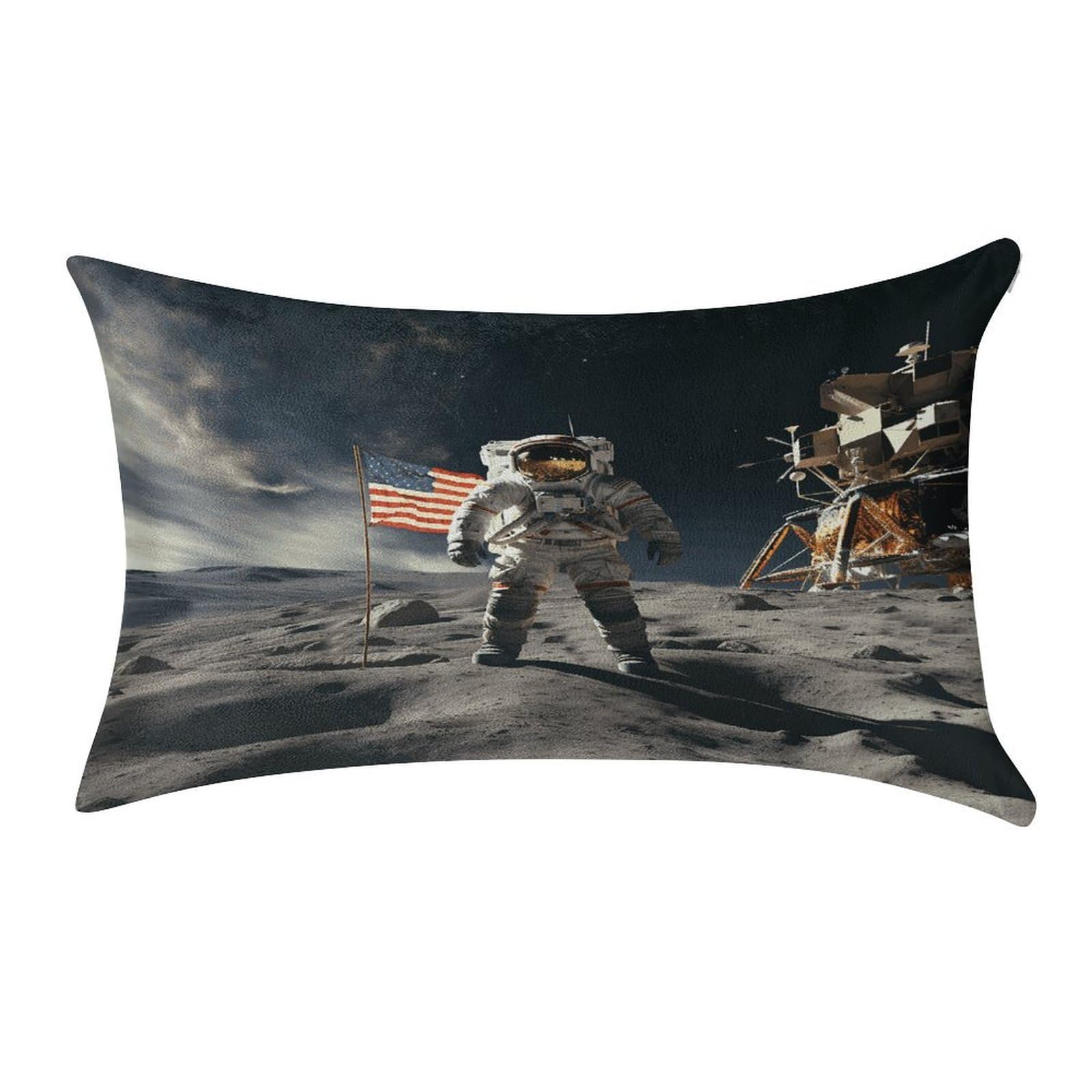 VstaDank Astronaut Landing on The Moon Pillow Covers Super Soft Pillow Cases Rectangular Throw Pillowcase Decorative Luxury Cushion Cases Velvet Lumbar Pillow Shells with Zipper 12 X 20 in