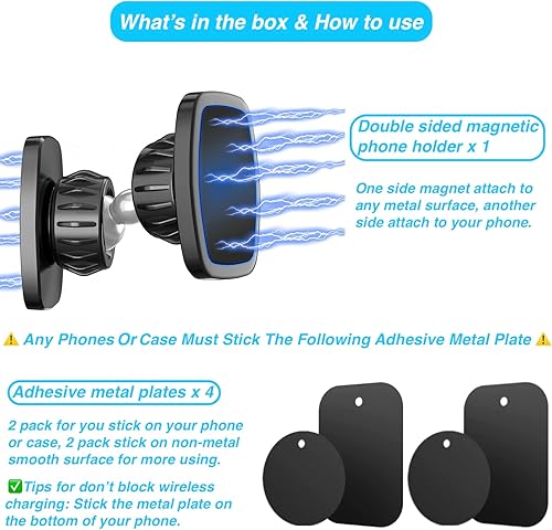 Miniatura 6 de Soporte magnético doble para teléfono para gimnasio, junta de metal mejorada, soporte magnético para teléfono de gimnasio [tamaño de bolsillo]