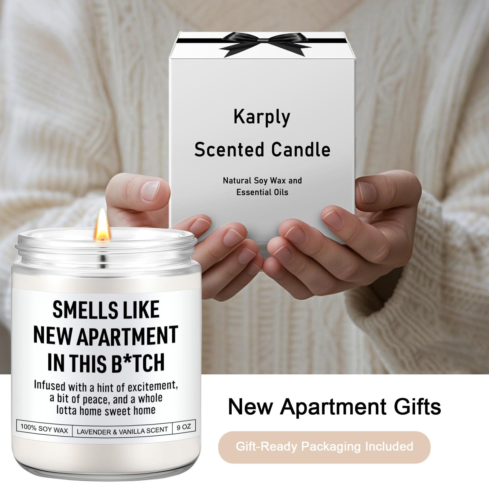 Funny Housewarming Candle, New Apartment Gifts, House Warming Gifts New Home for Men, Women, Couple, Family - First Apartment Essentials, 1st Apt. Must Haves - Closing Presents for Home Buyers