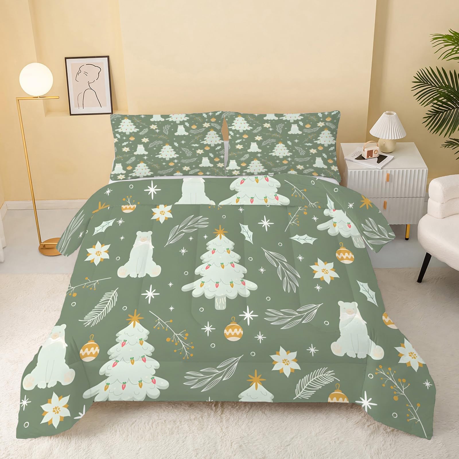 Couette sans housse 220x240 de Noël réversible finie la housse qui glisse avec 2 taies
