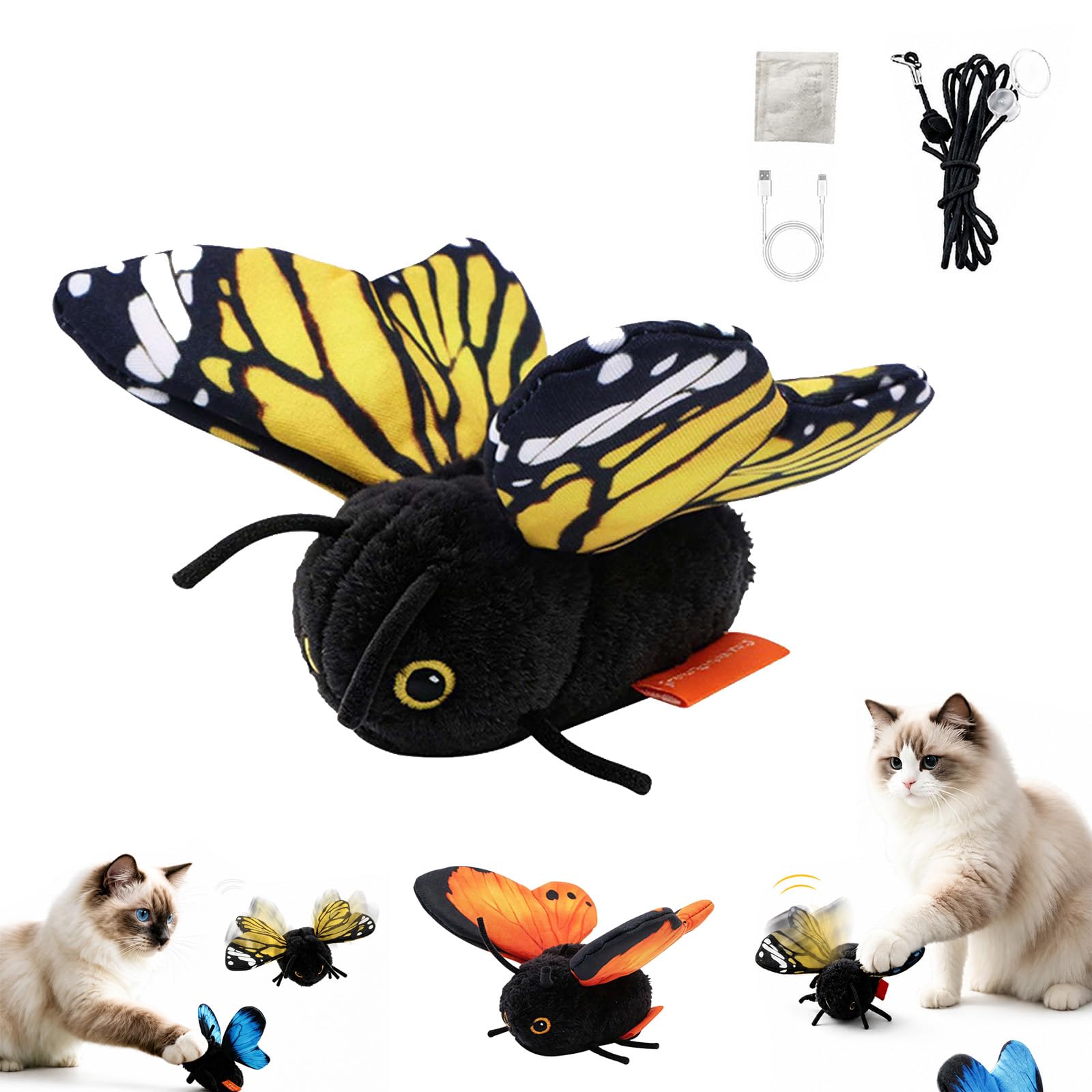 Rechargeable Smart Sensing Flapping Butterfly Interactive Cat Toy