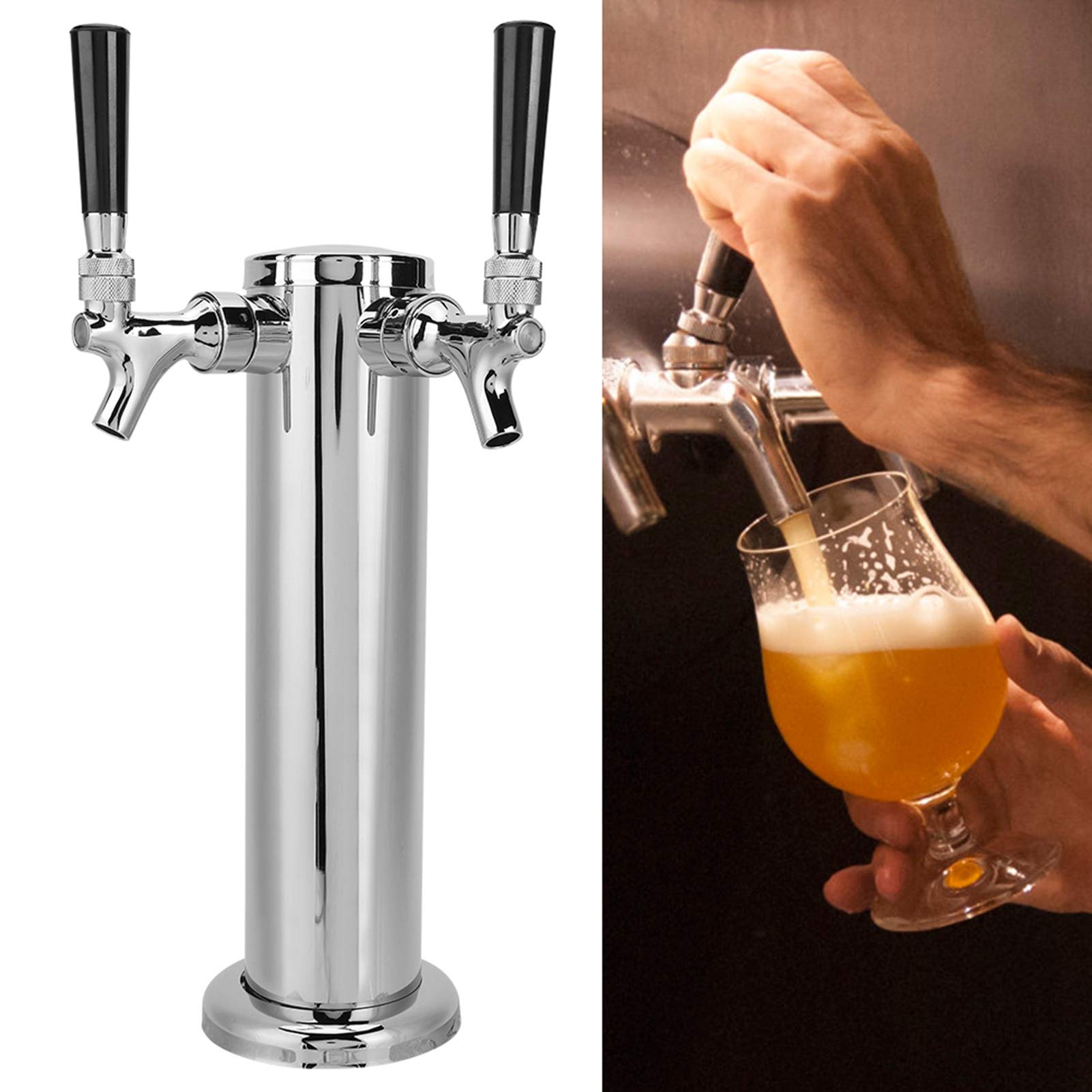 de dispensador de torre de cerveza de barril de 2 grifos profesional de acero inoxidable Kit de elaboración de cerveza casera para bares, pubs, restaurantes y uso doméstic