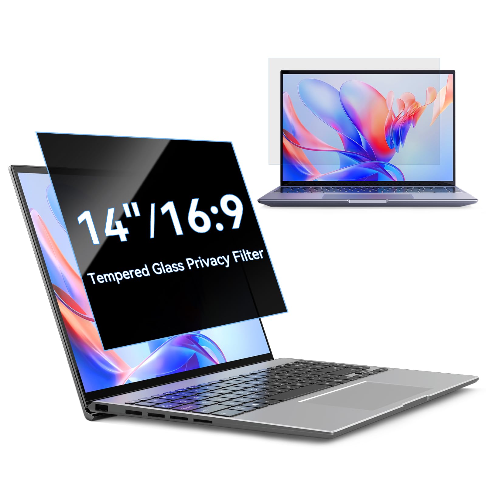Zspeed Pantalla de privacidad de cristal de 14 pulgadas para monitores de computadora, antiluz azul, propiedades antirreflejos, protección de privacidad