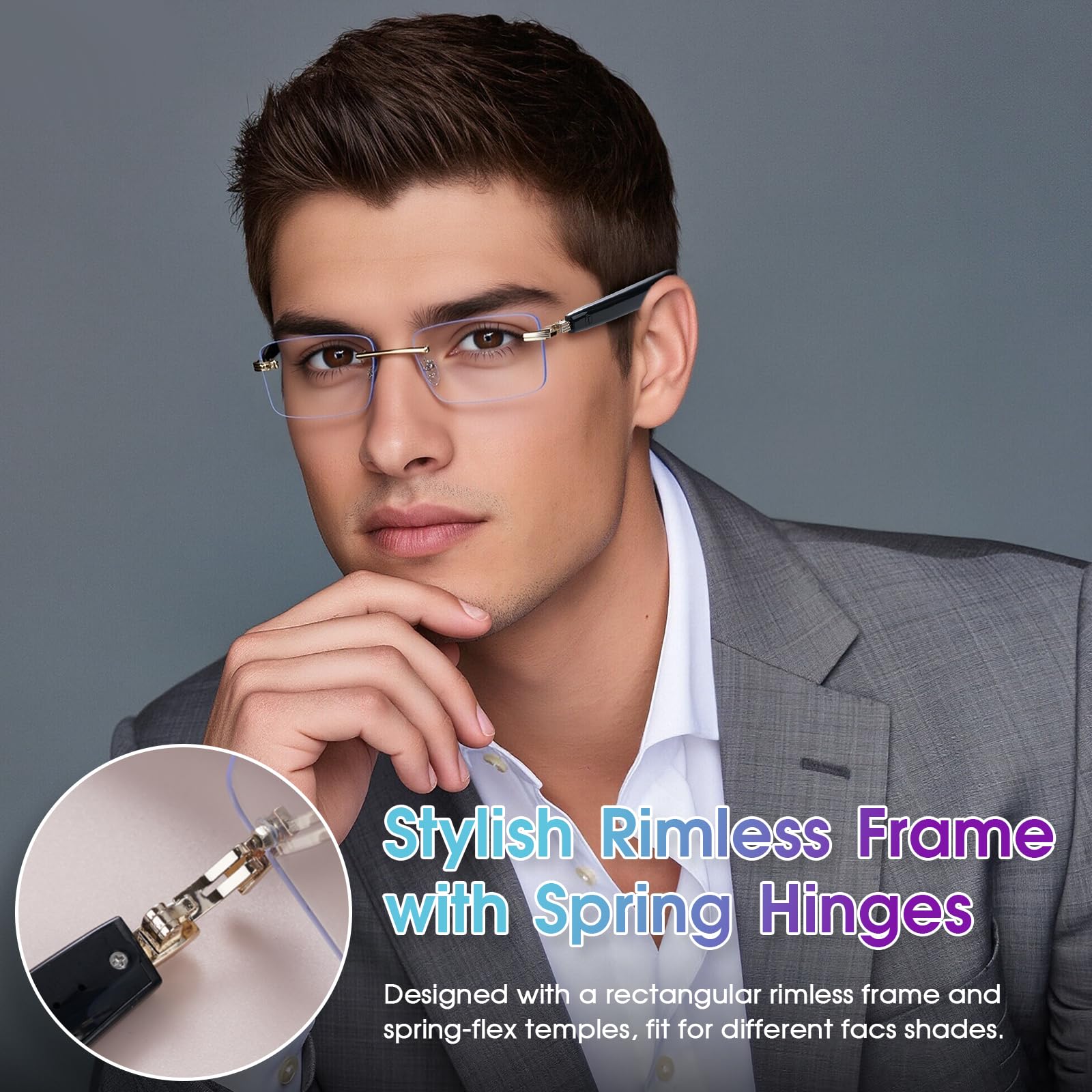 GenXenon Lunettes Intelligentes IA, Smart Glasses avec Haut-Parleurs Intégrés, Photochromiques Lentille, Sans Monture (Dorées)