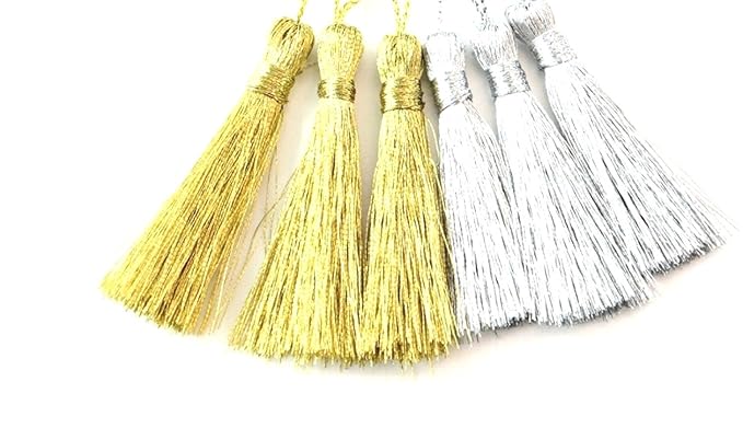 Metallic Gold or Silver Tassels, Indian Tassels 20 pieces, Bulk Lot, 5cm Tassels