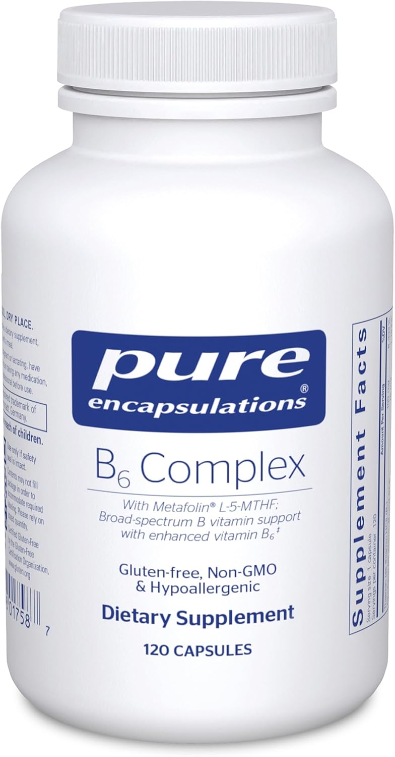 Pure Encapsulations B6 Complex - Supports Nervous System & Brain Health* - Includes B Vitamins - Contains Enriched Vitamin B6 - Non-GMO & Gluten Free - 120 Capsules