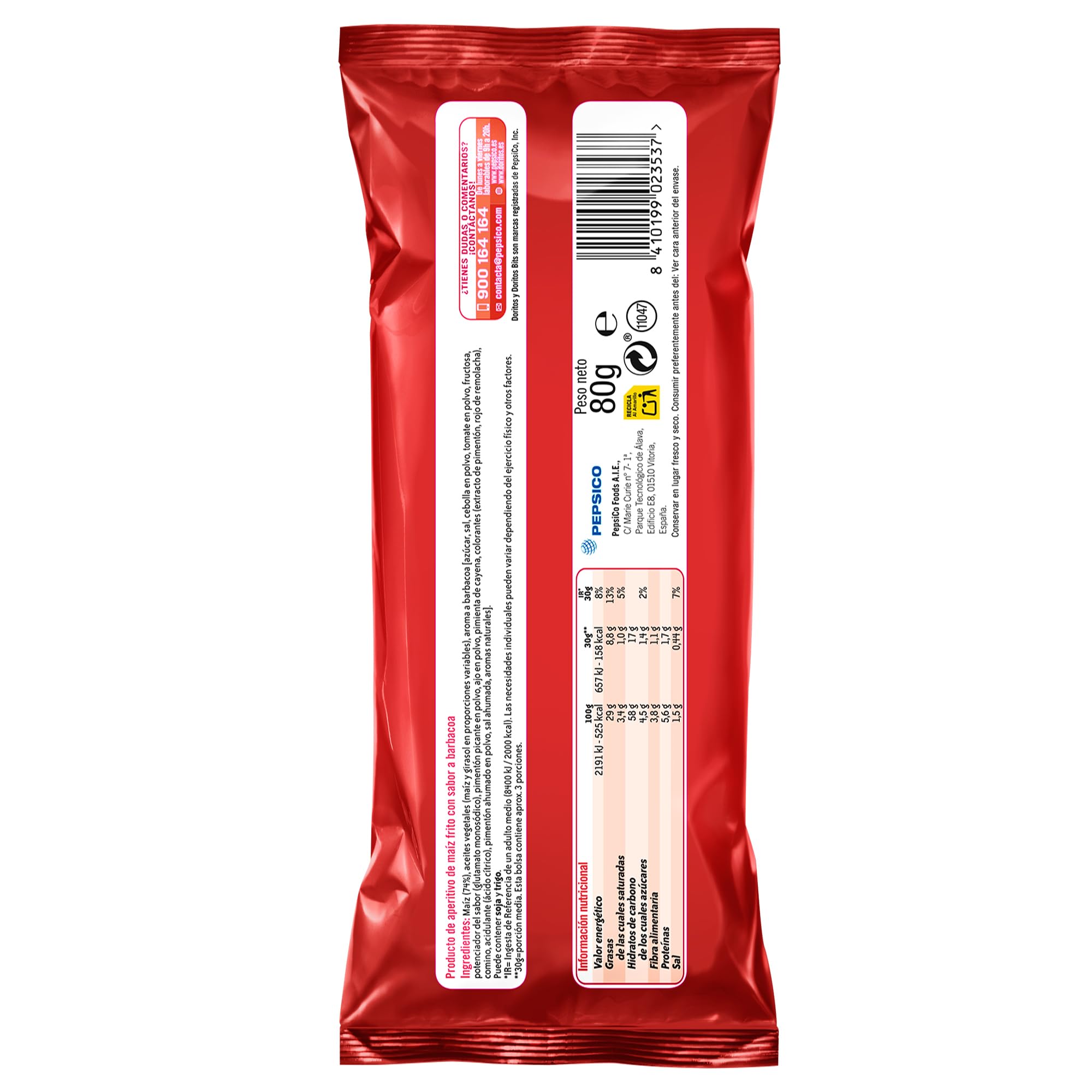 Doritos Bits, Snack de Maíz crujiente con sabor original, Producto de Aperitivo Matutano, bolsa individual de aperitivo, 80 gr