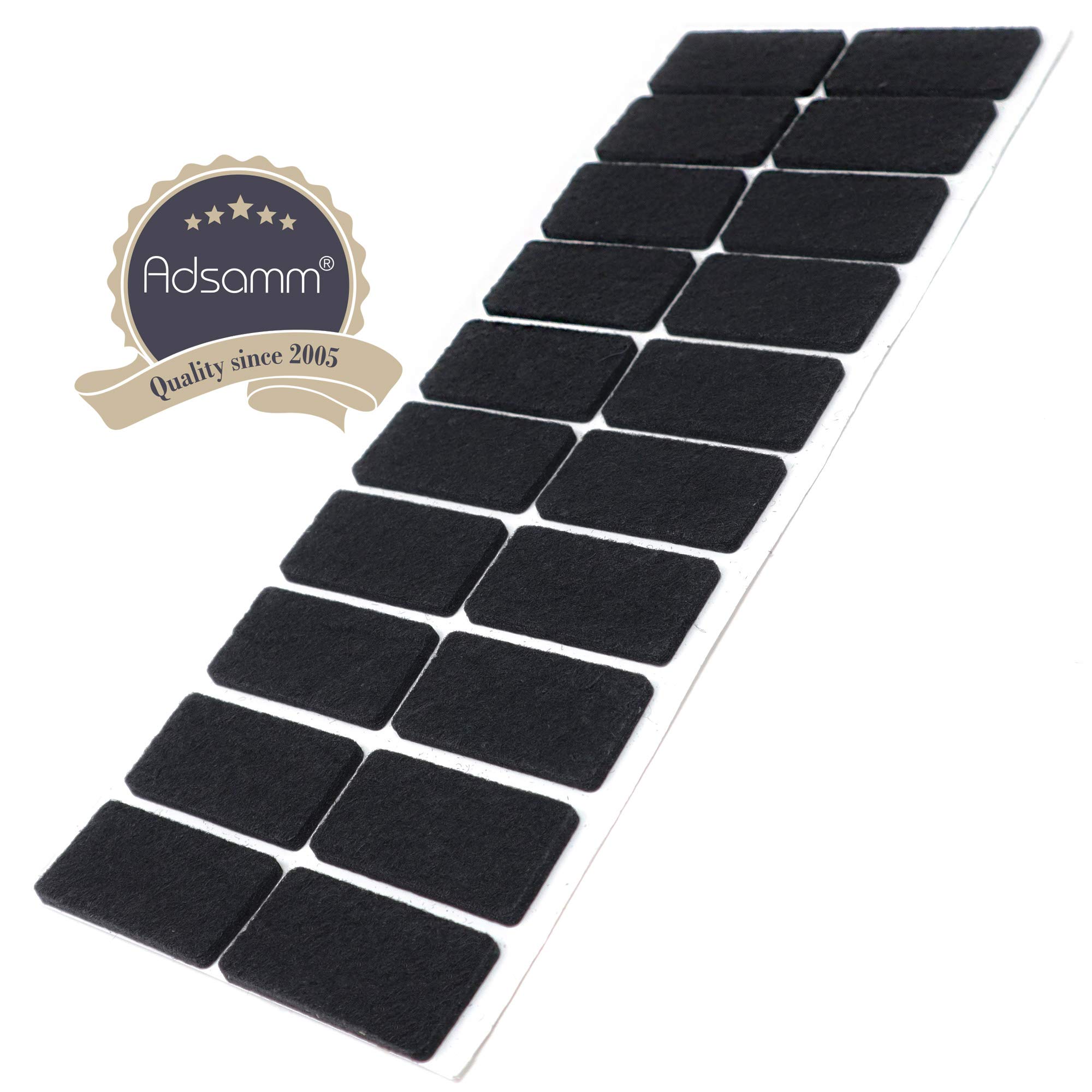 Adsamm® / 20 x feltrini autoadesivi/Nero / 20x40 mm/Rettangolare/piedini per mobili in feltro da 3.5 mm di spessore/pad protettivi per arredi