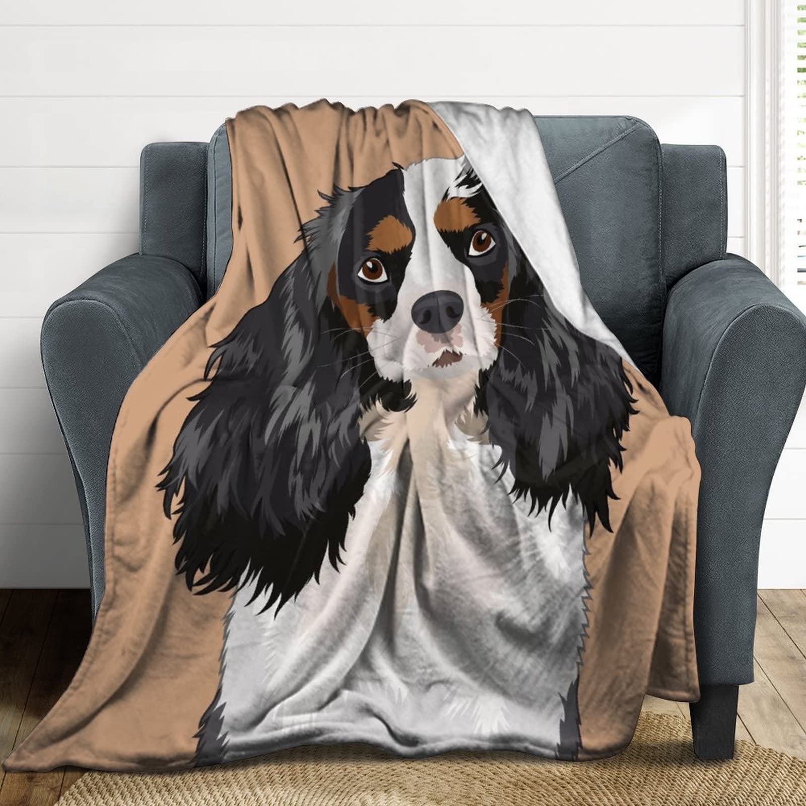 Couverture Polaire Chien Couverture Décorative Flanelle pour Lit Canapé 150×200cm