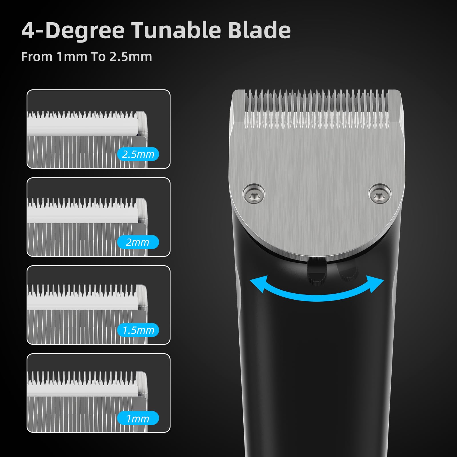 Apiker Tagliacapelli Uomo Professionale, Macchinetta per Capelli, Rasoio Elettrico Barba Capelli Lama Regolabile Acciaio Carbonio Ceramica con 4 Pettini Set, Macchinetta Regolabarba Display a LCD