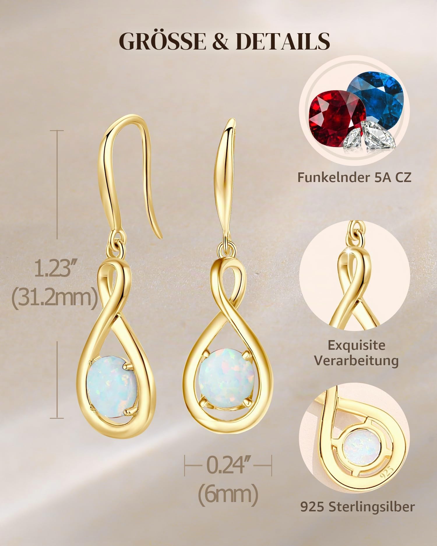 FANCIME Infinity Ohrringe Hängend für Damen mit künstliche Geburtsstein