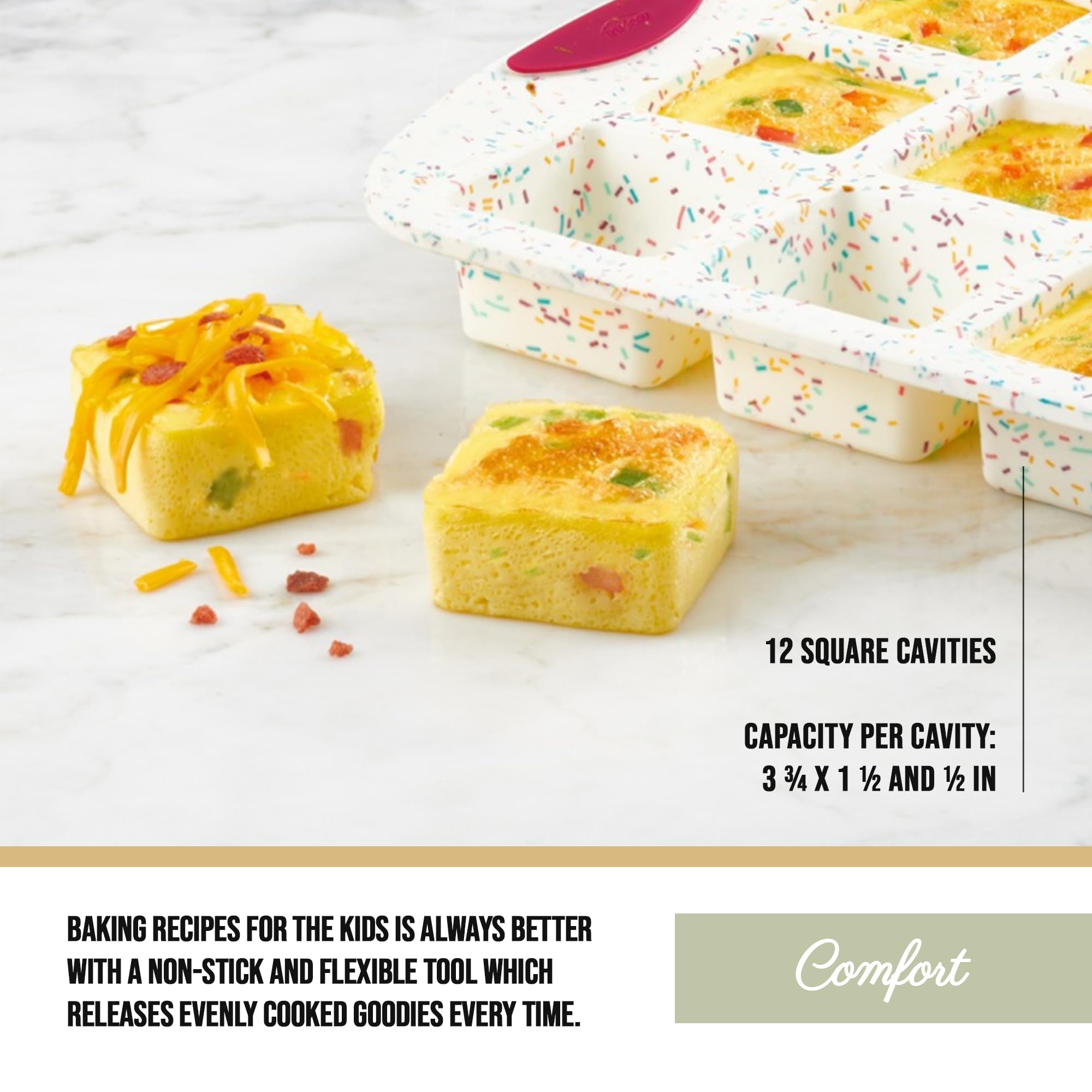Trudeau Brownie Pan-White Confetti/fuksja, 12 wnęk
