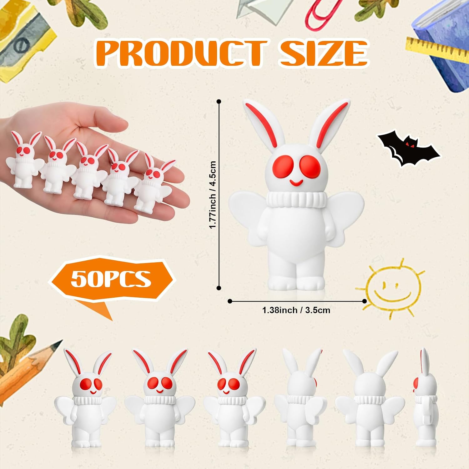 Chunful Mini Mothman Figurines Moth Man Cryptid Statues, White, 25 Pcs image 2
