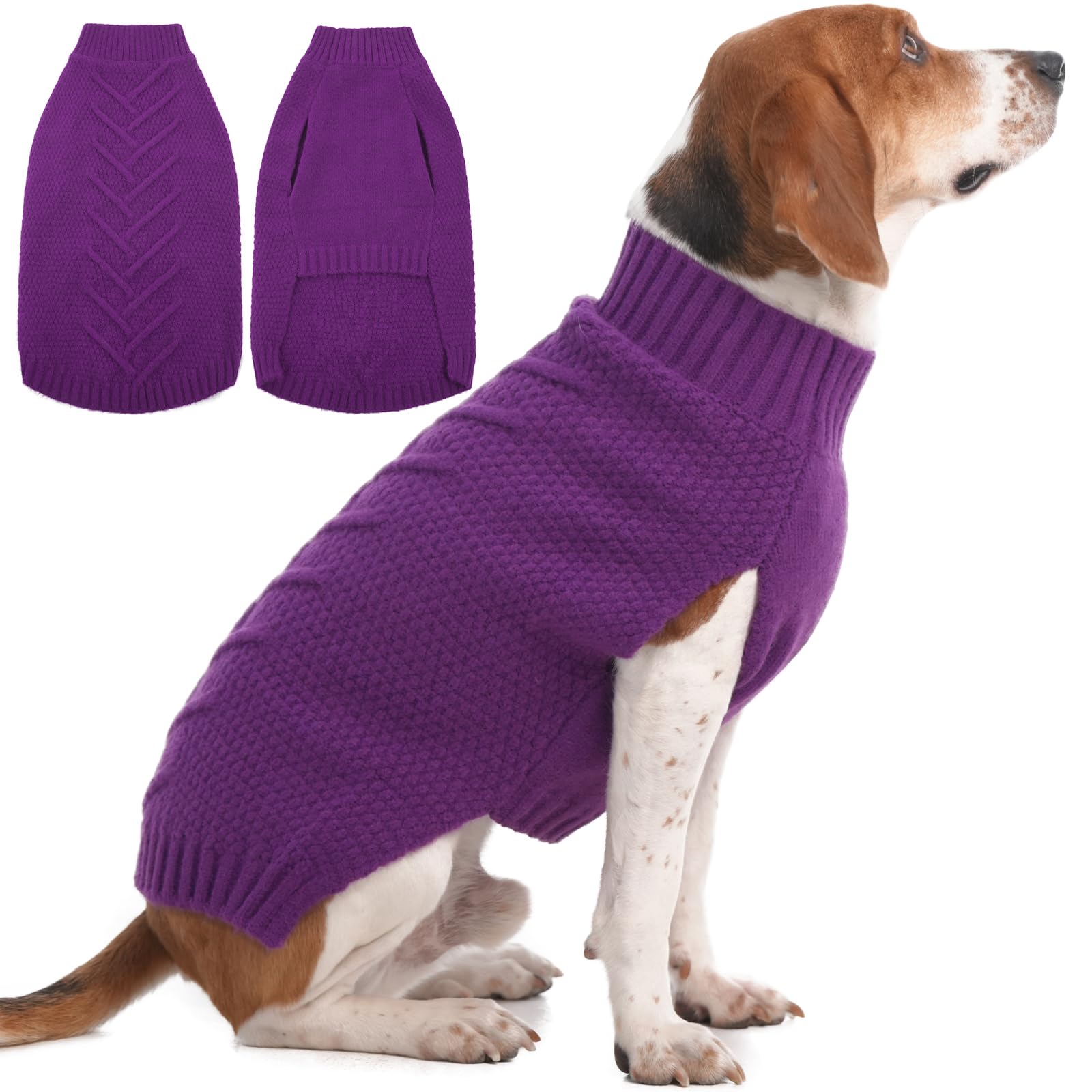 Pull violet pour grand chien IECOii | Chandail épais et chaud pour Corgi et Beagle en hiver