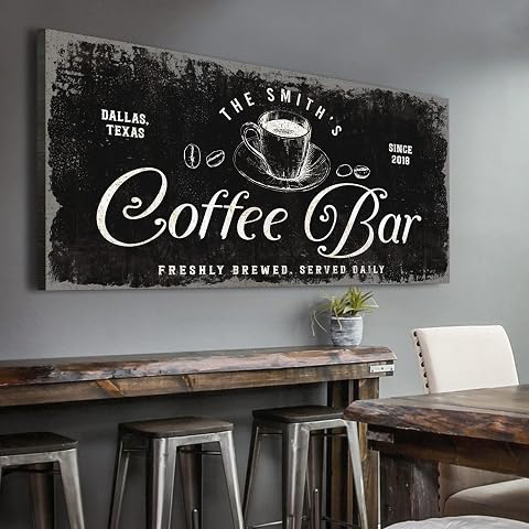 Custom Coffee Bar Sign - Canvas Wall Art Decor for Home, Kitchen, Coffee Station