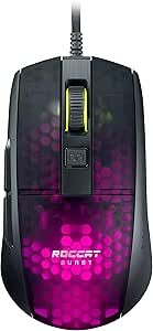 Roccat Burst Pro – Souris de jeu optique pro ultra-légère (haute-précision, capteur optique Owl-Eye, rétroéclairage RGB AIMO LED), noir