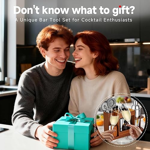 Miniatura 5 de Lexenic Cocktail Making Dock, 23-Piece Cocktail Shaker Set with Versatile Wooden Stand, Easy Access Stainless Steel Bartender Kit All-in-One Home