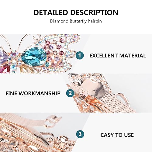 Miniatura 4 de Lurrose - Pinzas para el cabello con diseño de libélula, 2 unidades, pinzas automáticas para cola de caballo de cristal, pinzas para el cabello,