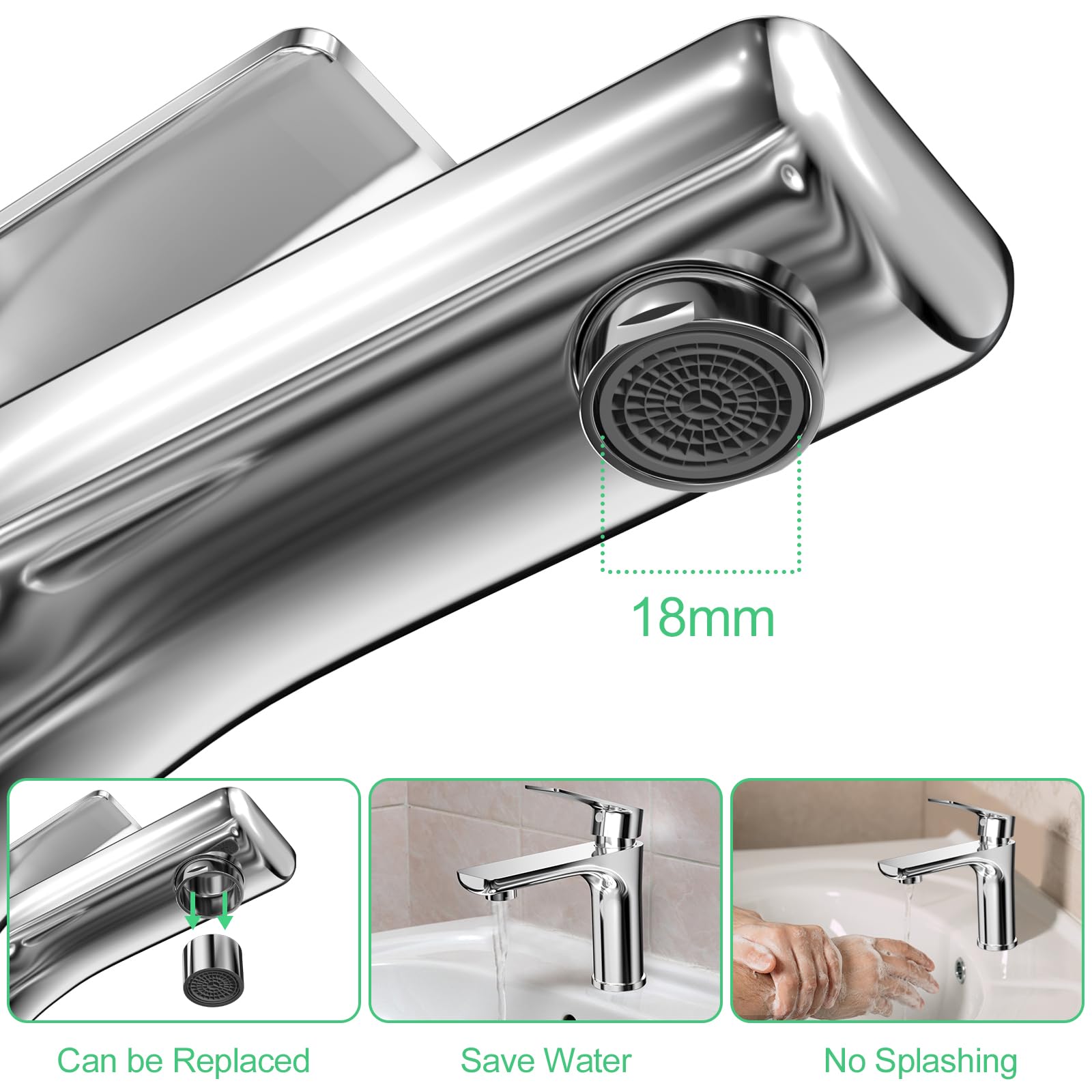 WinGluge Miscelatore Monocomando per Lavabo Bagno con Tubo Flessibile, Cromo