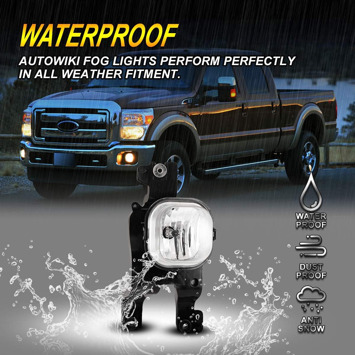 AUTOWIKI Fog Lights for 2008 2009 2010 FORD F250 350 450 550 Super Duty include Wiring Harness & Switch with Clear Lens OEM Replacement Fog Lamps 1 pair