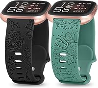 Vista 10 de Minyee Paquete de 2 correas con grabado floral compatibles con Fitbit Versa 2/Fitbit Versa/Versa Lite para mujeres, linda correa deportiva