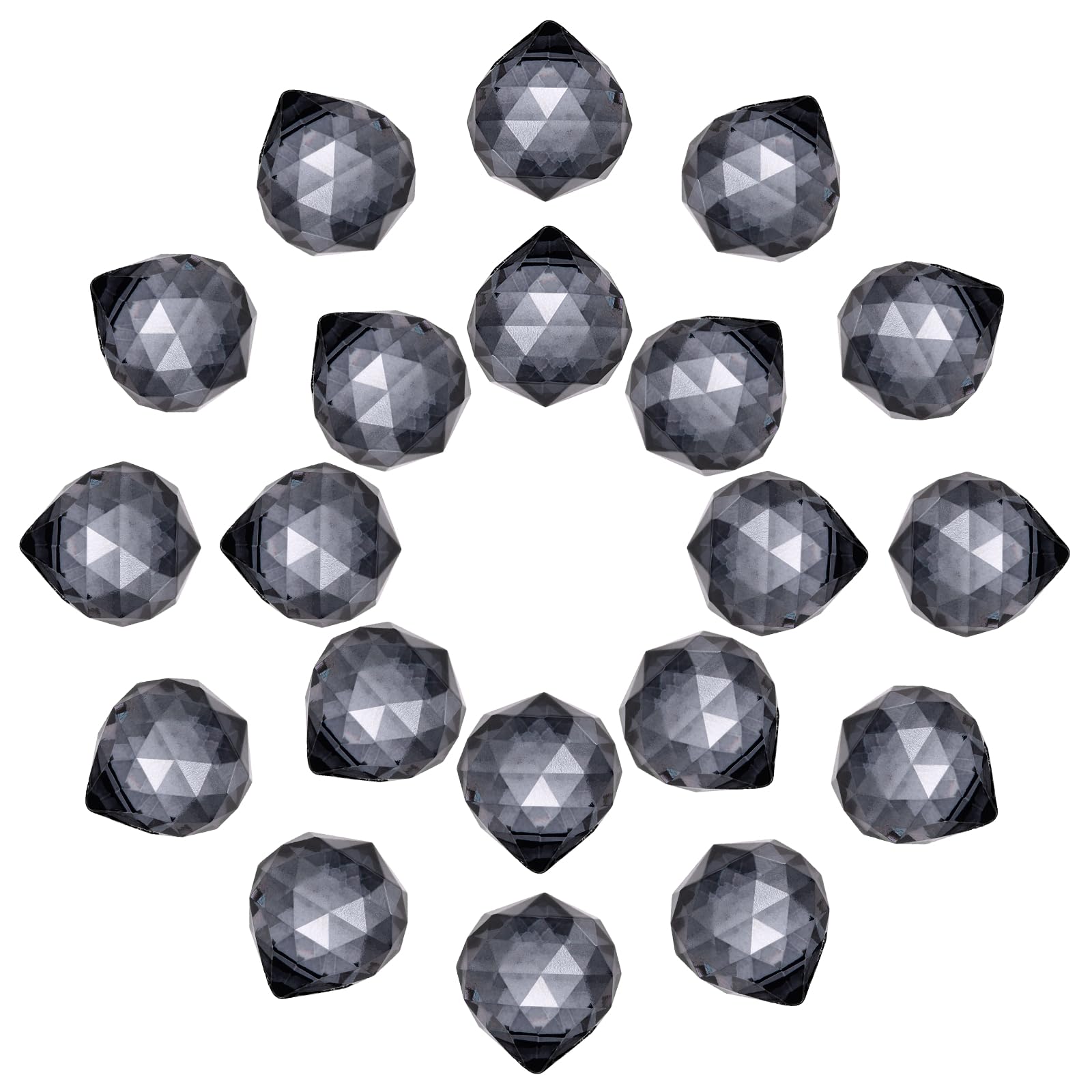 sourcing map 20Pack Crystal Ball Prism, 20mm/0.8" Decorative Ball Sun Shine Catcher Suncatcher Beads for Chandelier Window Wedding Decoration Home Decor, Grey