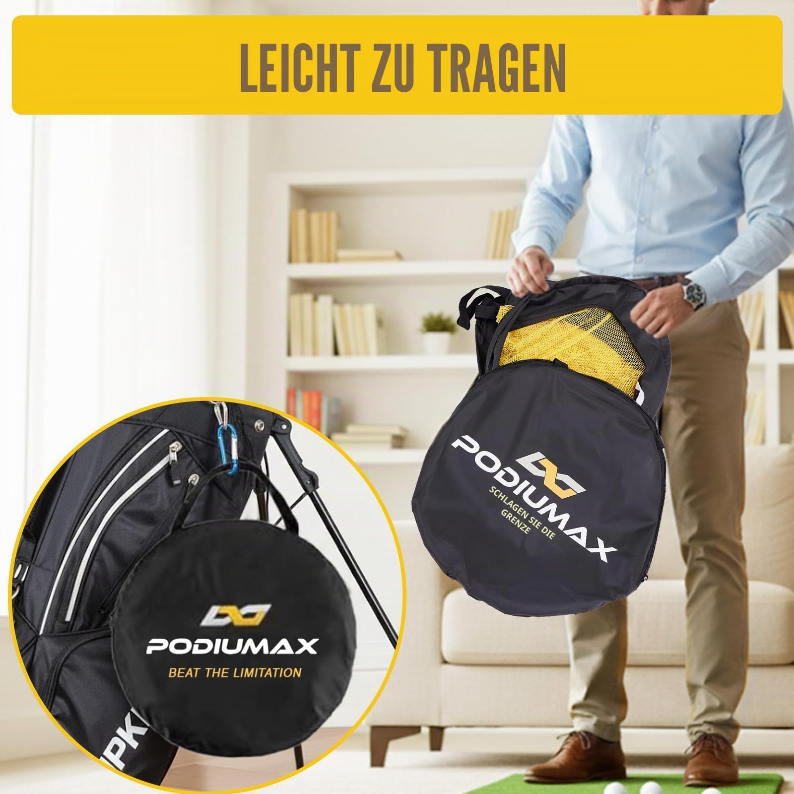 PodiuMax Golf Chip Netz, Putting-Schwung-Training, Verbessert die Genauigkeit, Geeignet für Innenräume, Innenhöfe, Rasenflächen Golfbegeisterte Männer & Frauen