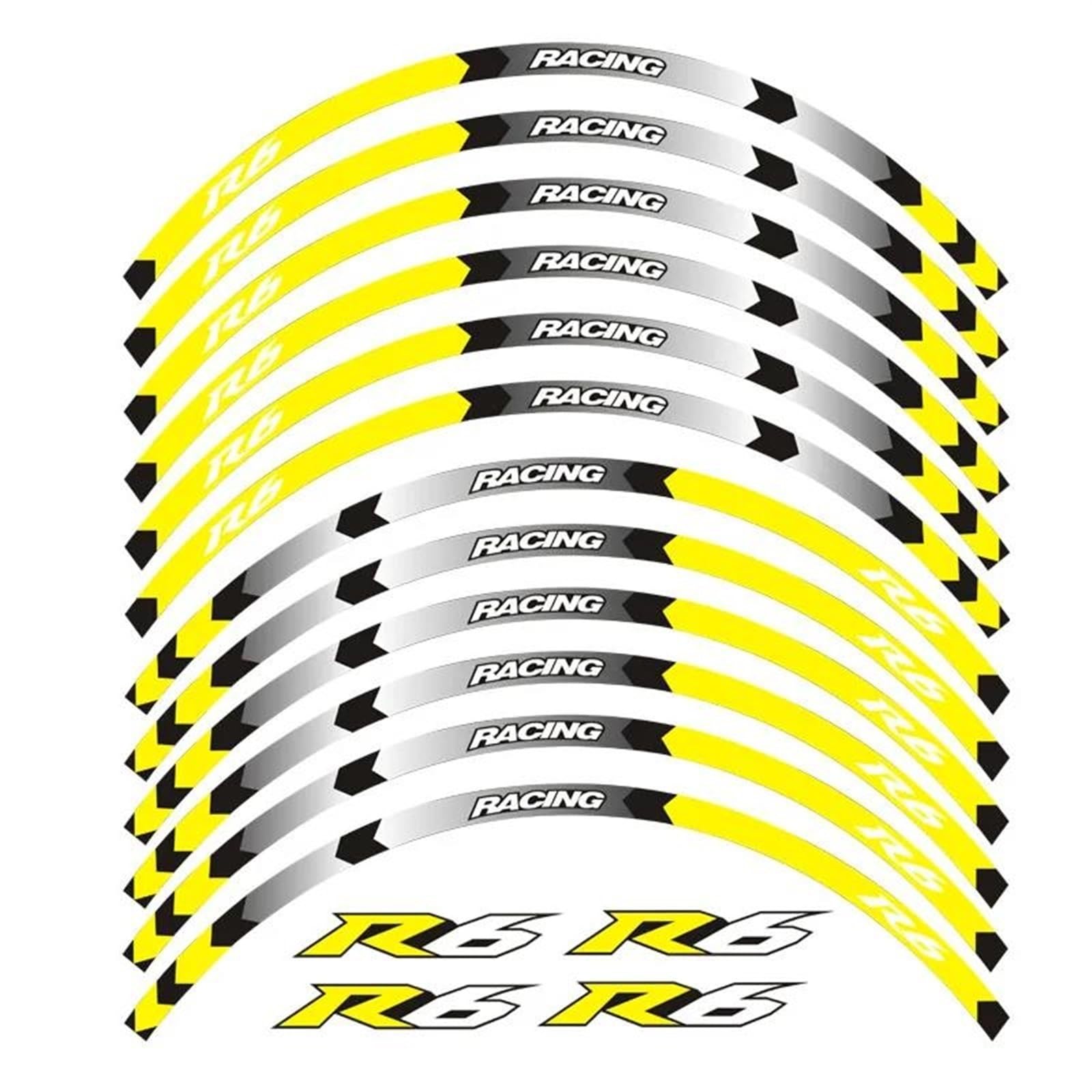 Stickers Motorcycle Wheel Stickers Night Reflective Decorative Rim for YZF R6(Style 4)