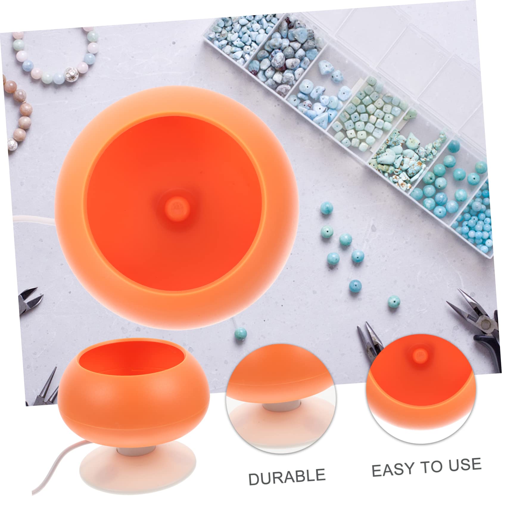 jojofuny Dispositivo Eléctrico para Ensartar Cuentas Cuenco Naranja de Abs, Herramienta para Elaborar Cuentas Pequeñas Plata Líquida en Proyectos DIY
