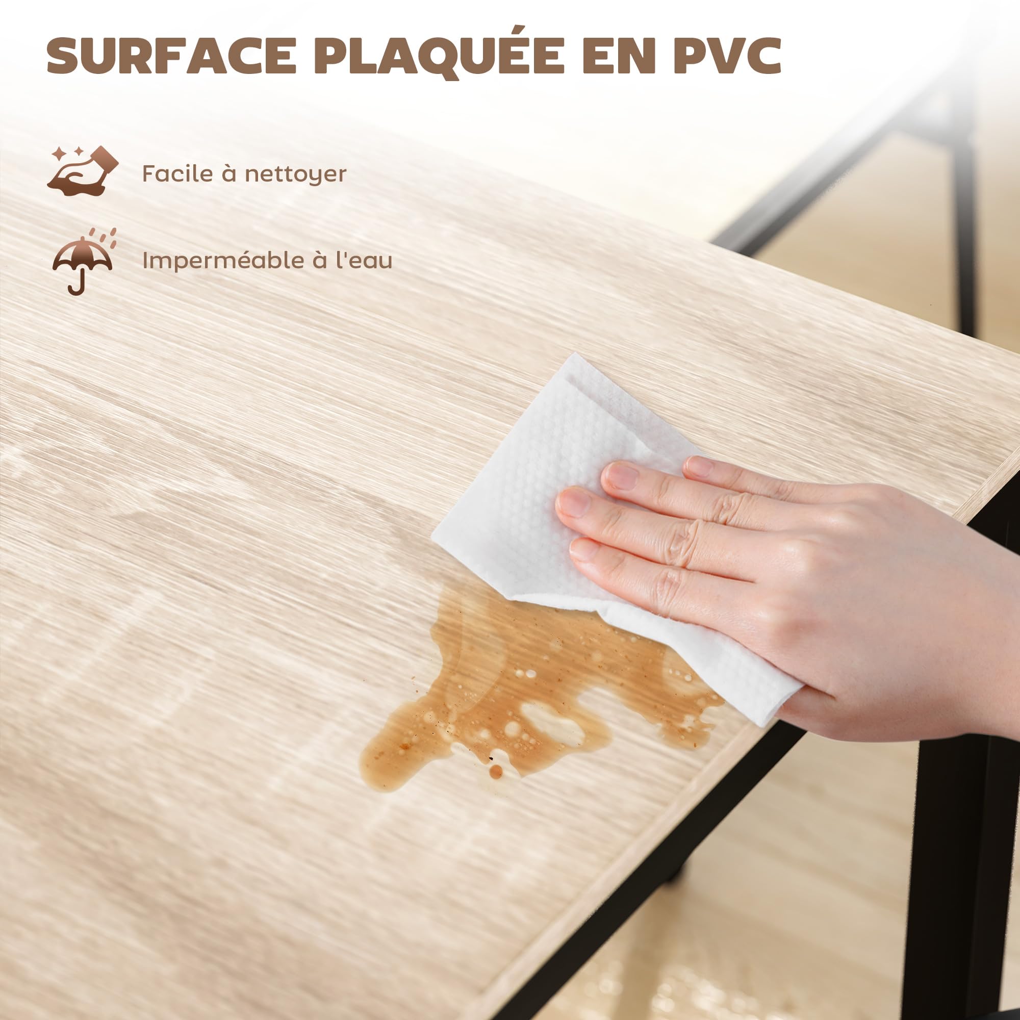HOMCOM Ensemble Table à Manger 5 Pièces avec 4 Chaises Chêne Noir