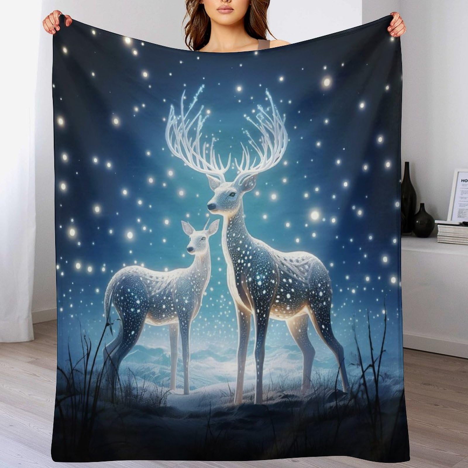 Manta de ciervo de felpa de 180x200 cm para regalo de hogar