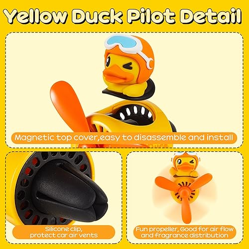 Miniatura 4 de Tallew Ambientador de aire para coche, lindo difusor de pato, hélice giratoria, salida de ventilación, ambientadores automotrices, adornos de
