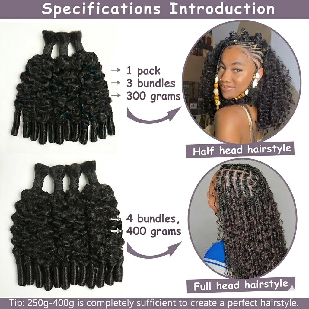 VIPbeauty Burmese Curly Human Hair Bundles 15A Virgin Burmese Curly Crochet Human Hair for Boho Braids and Bohemian Knotless Styles 100% Human Hair Braiding Hair Natural Color 300g 16 16 16 inch