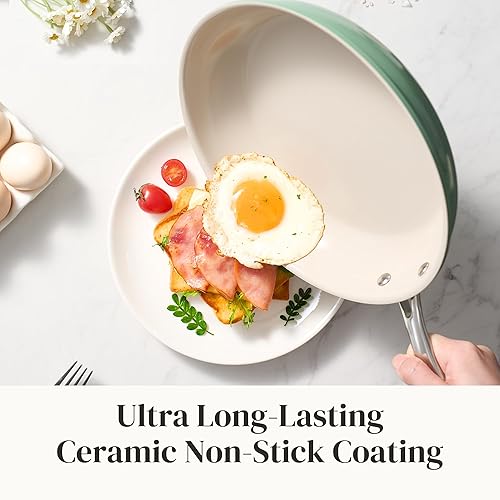 Miniatura 2 de Redchef Juego de sartenes antiadherentes de 6 piezas, sartenes de 8, 9.5 y 11 pulgadas con tapas de vidrio templado, asas que se mantienen frías,