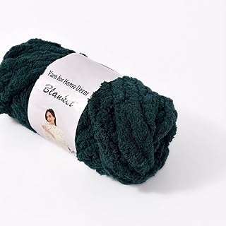 Chenille Yarn, Super Soft Chunky Knit Chenille Yarn,DIY Jumbo Giant for Knitted Blanket Cloth Hat Home Decor Dark Green 0.55 lbs