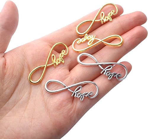 Miniatura 7 de Aylifu Dijes de conector infinito, 60 dijes de símbolo de esperanza infinita, dijes de aleación, suministros de manualidades para collares,