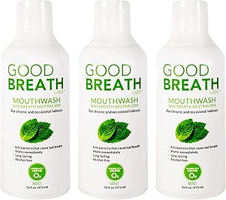 Goodbreath Mouthwash - Mint Mouth Rinse for Chronic Halitosis - New Ozone Technology Oral Rinse - Halitosis Treatment & Bad Breath Neutralizer - Mouthwash for Gum Diseases - Alcohol-Free | 3 Pack