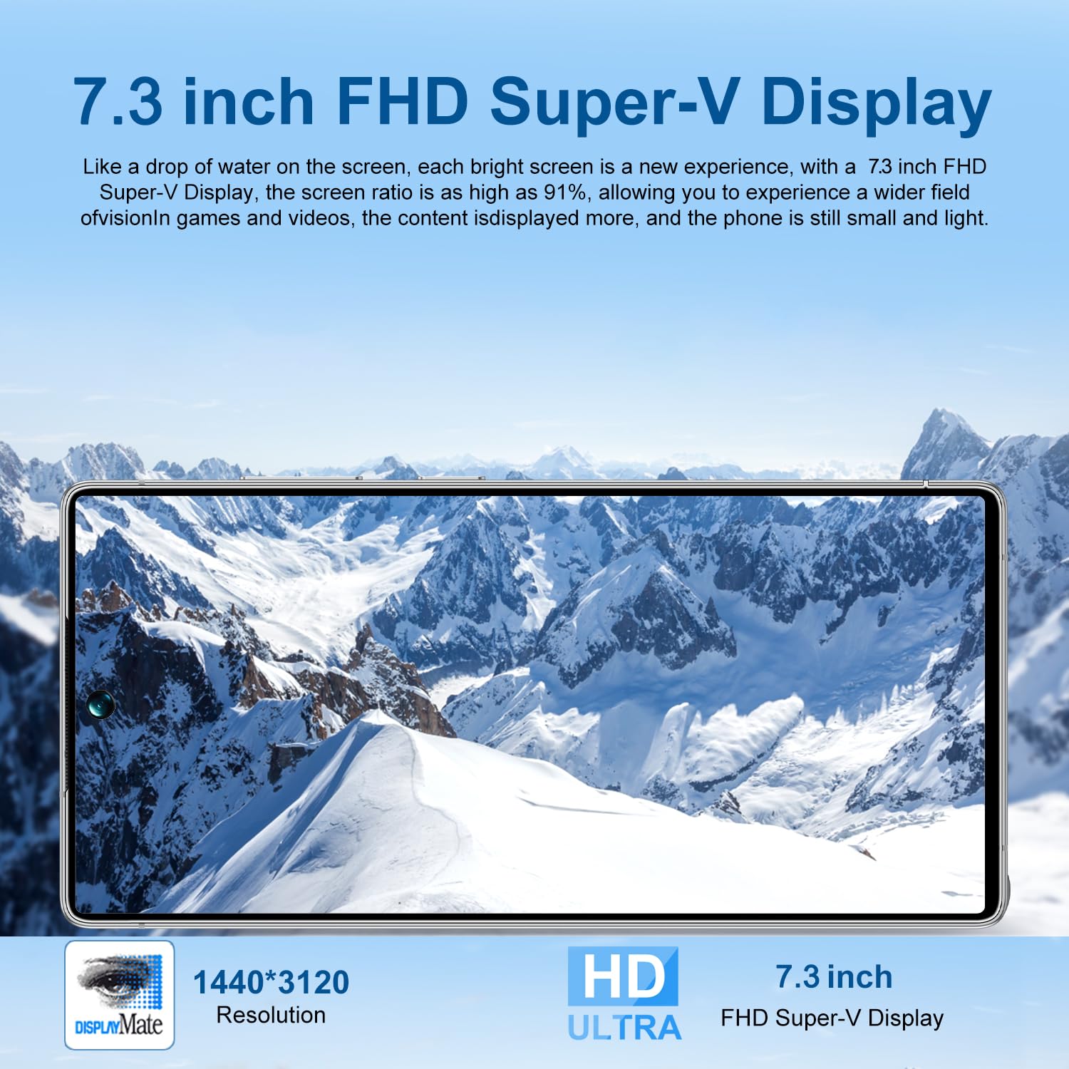 M25 - Smartphone 4G ultra sbloccato, Dual SIM, schermo grande da 7,3 pollici, telefono Android con telaio in metallo, 8 GB di memoria RAM + 256 GB di archiviazione dati, telefono cellulare senza