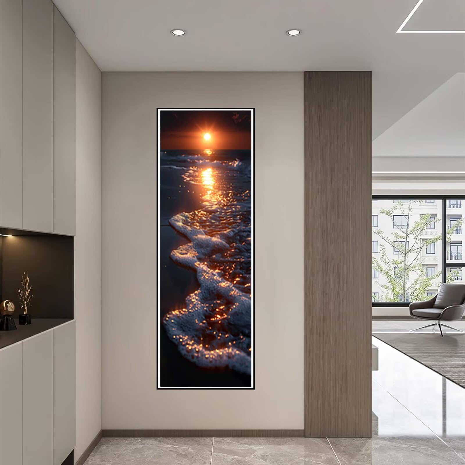 Diamond Painting Coucher de Soleil Peinture Diamant Adulte, Peinture Diamant OcéAn Conception de Motifs 5D DIY Strass Point de Croix Cristal Painting Loisirs Créatifs, Cadeau Femme 50x150 cm -pg2504L7